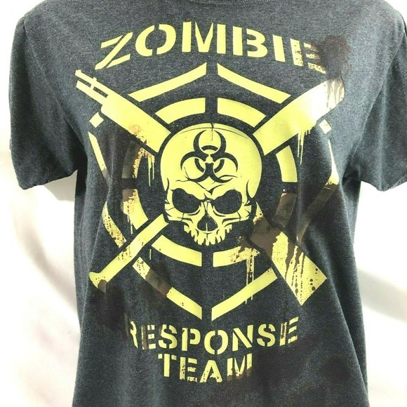 Zombie Response Team Pullover T Shirt Top Medium Gray Fruit of Loom Short Sleeve - Picture 5 of 9